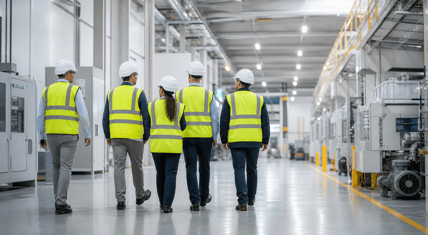 MFM operations team walking through a modern facility